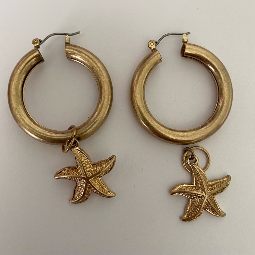 Free People Gold Bohemian Hoop Earrings with Customizable Nautical Charms